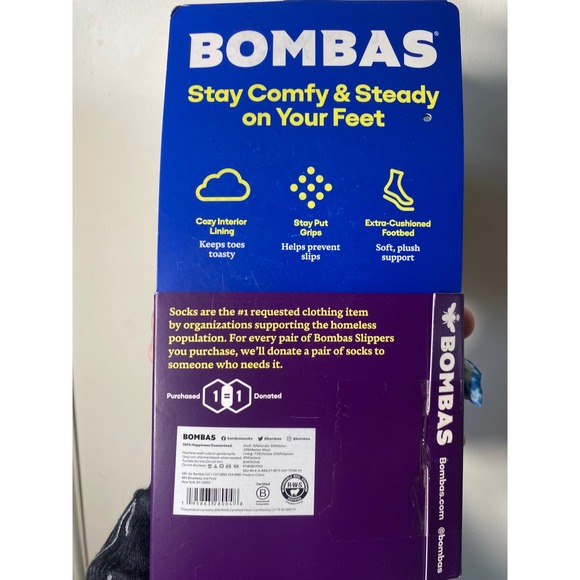 Bombas Gripper Slipper Womens Medium Teal Pine Knit Half Sock Slipper M open box - Picture 5 of 6